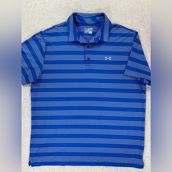 Under Armour Striped Polo Half Button Shirt Sz M - Picture 1 of 1